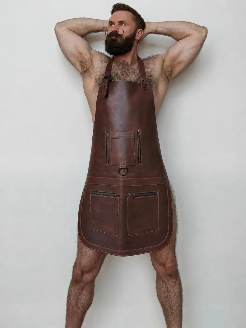Premium Brown Leather Barber Apron for Men